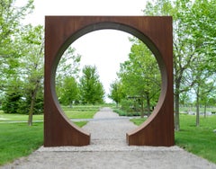 The Portal: World We See - contemporary, geometric, abstract, steel sculpture