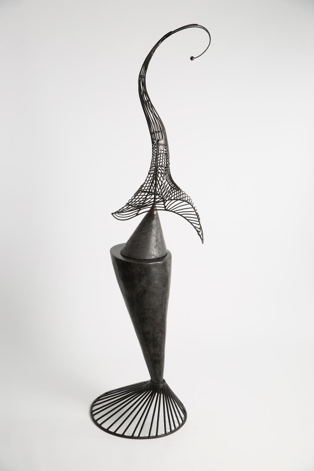 Jeff Glode Wise Abstract Sculpture - "High Heel Stingray" indoor kinetic sculpture 