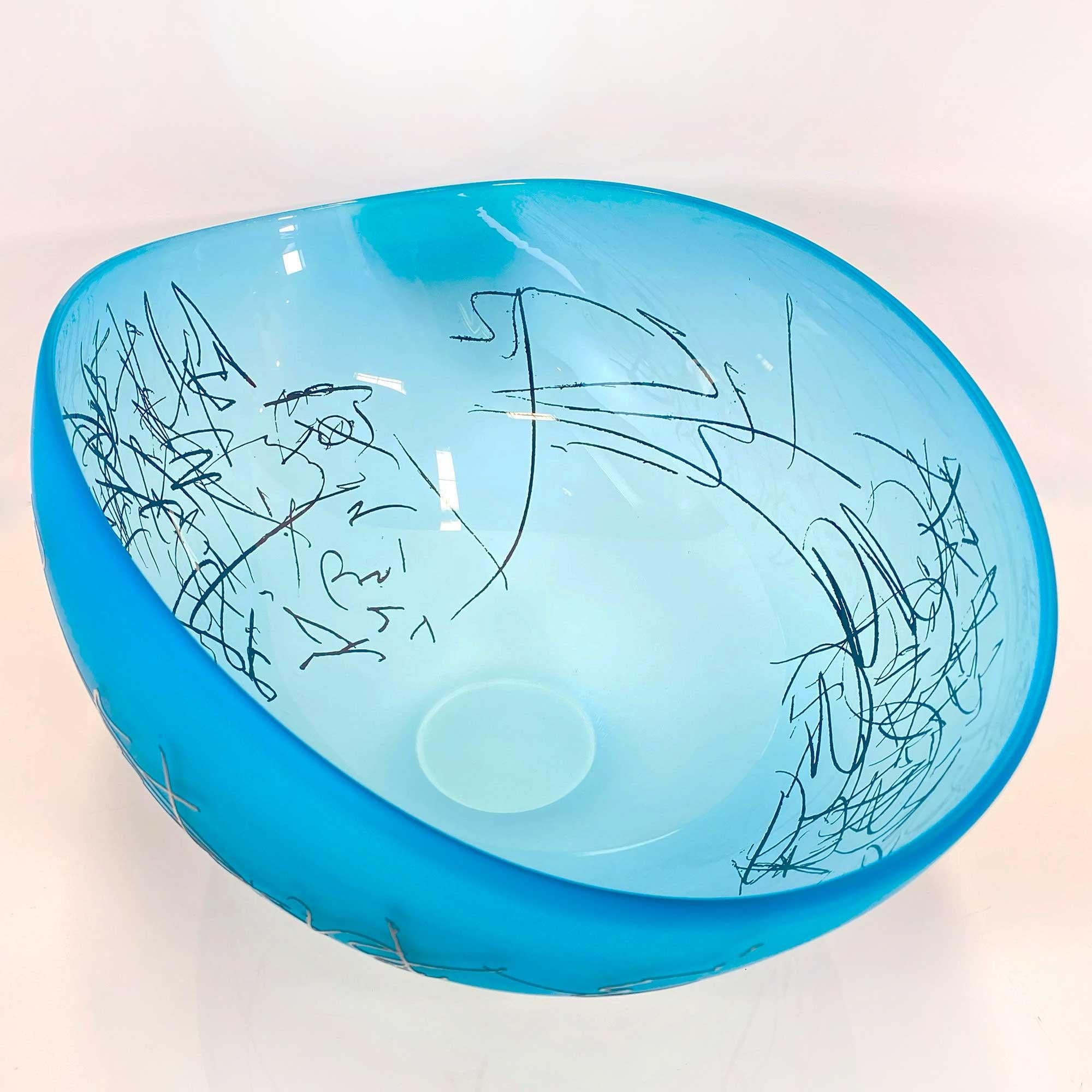 Copper Blue Scribe Bowl For Sale 1