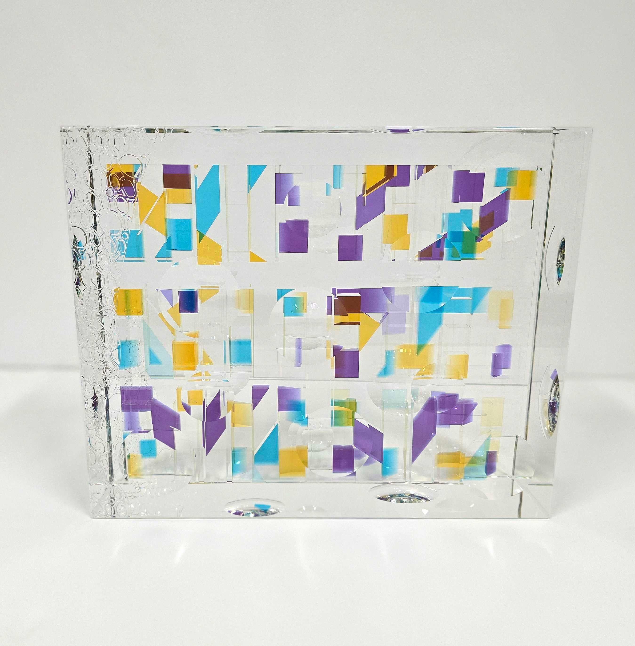 Jeff Honsberger Abstract Sculpture - Rectangle: Blue, Gold and Purple