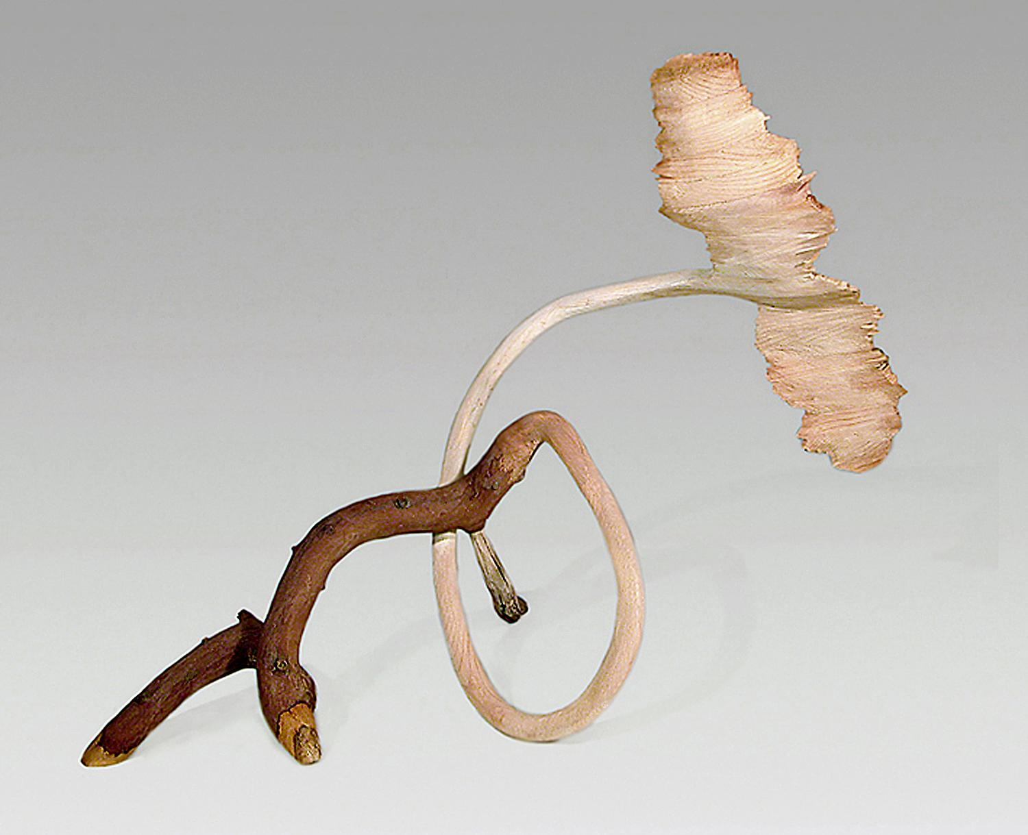 Jeff Key Abstract Sculpture - "Course" abstract wood sculpture