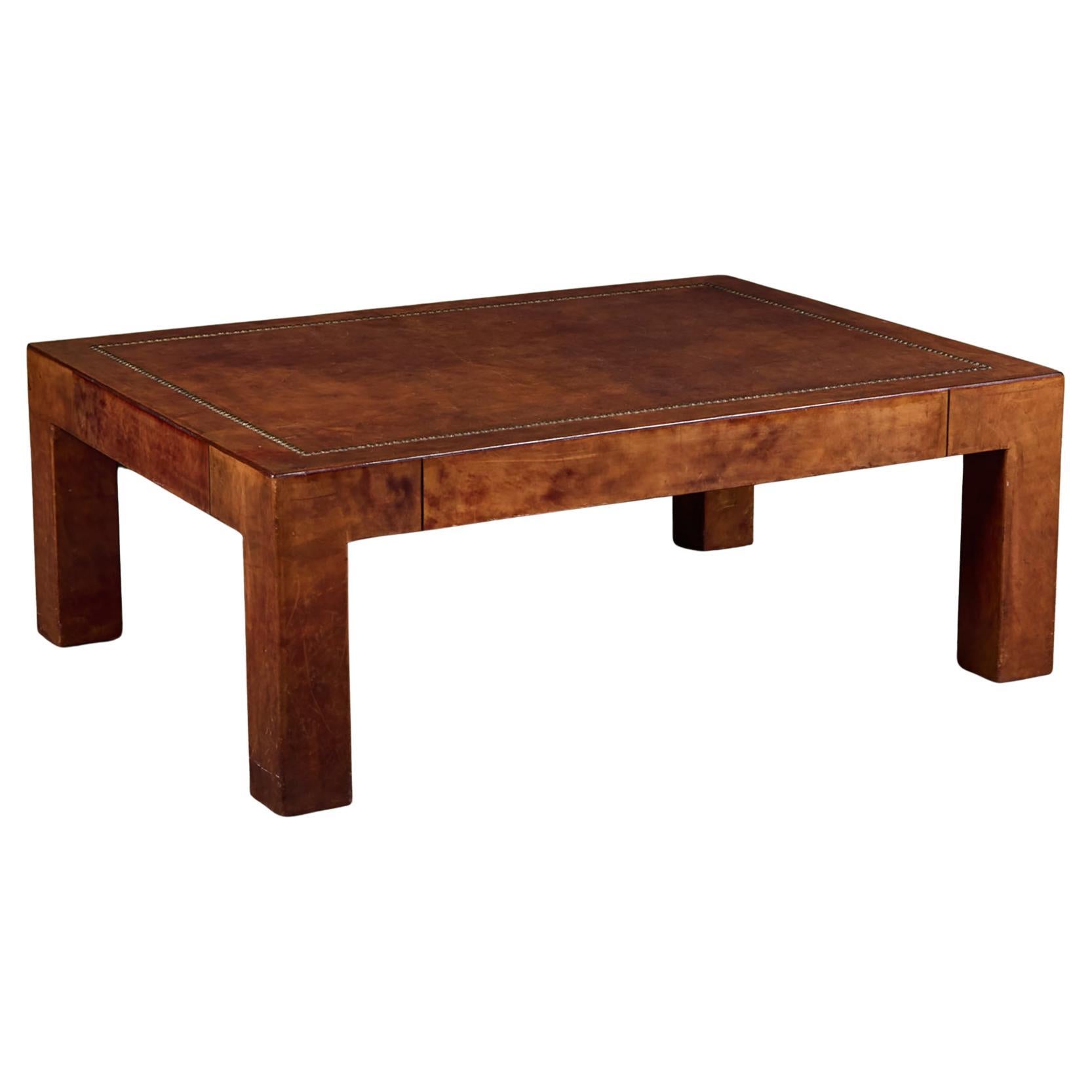 Jeff Knight Leather Coffee Table For Sale