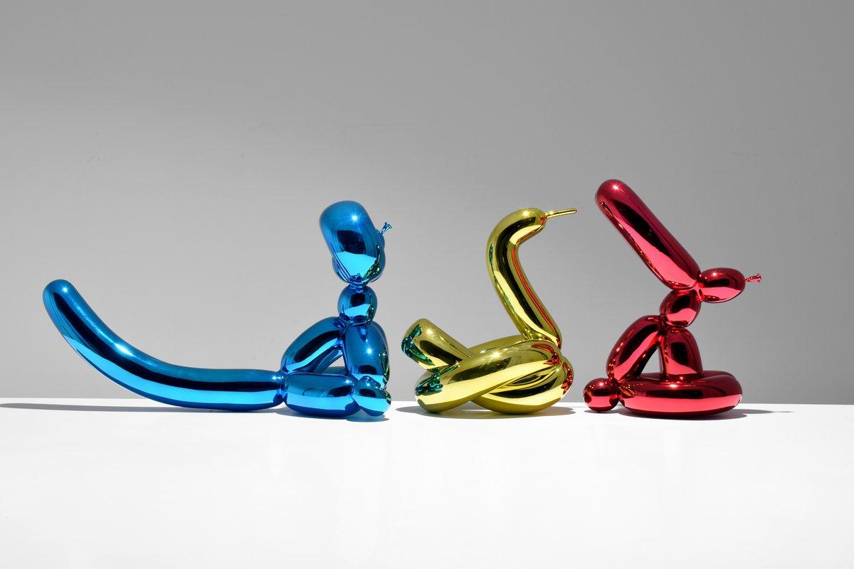 Modern Jeff Koons Balloon Rabbit/Monkey/Swan Sculptures, Set of 3 For Sale