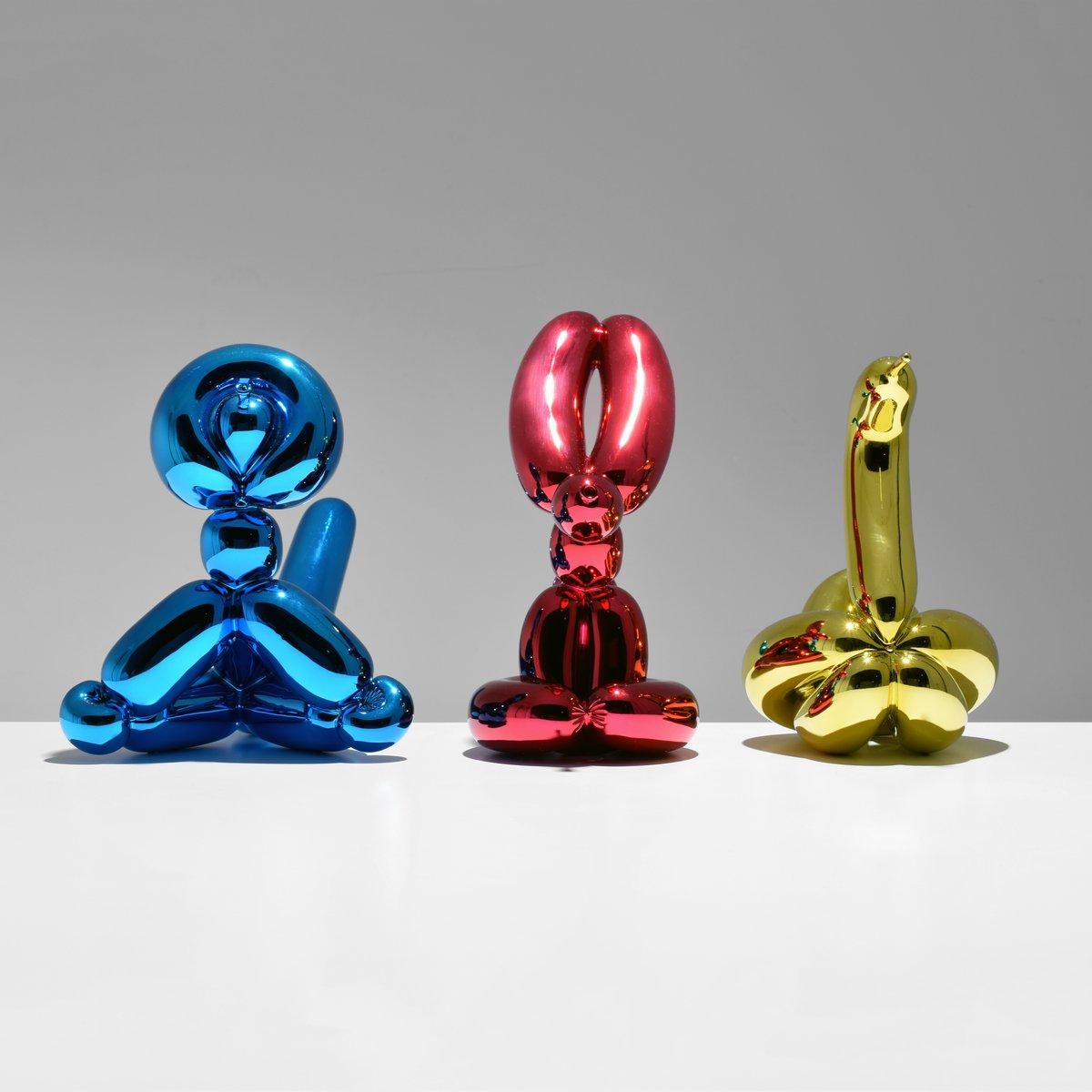 Jeff Koons Balloon Rabbit/Monkey/Swan Sculptures, Set of 3 In Good Condition For Sale In West Palm Beach, FL