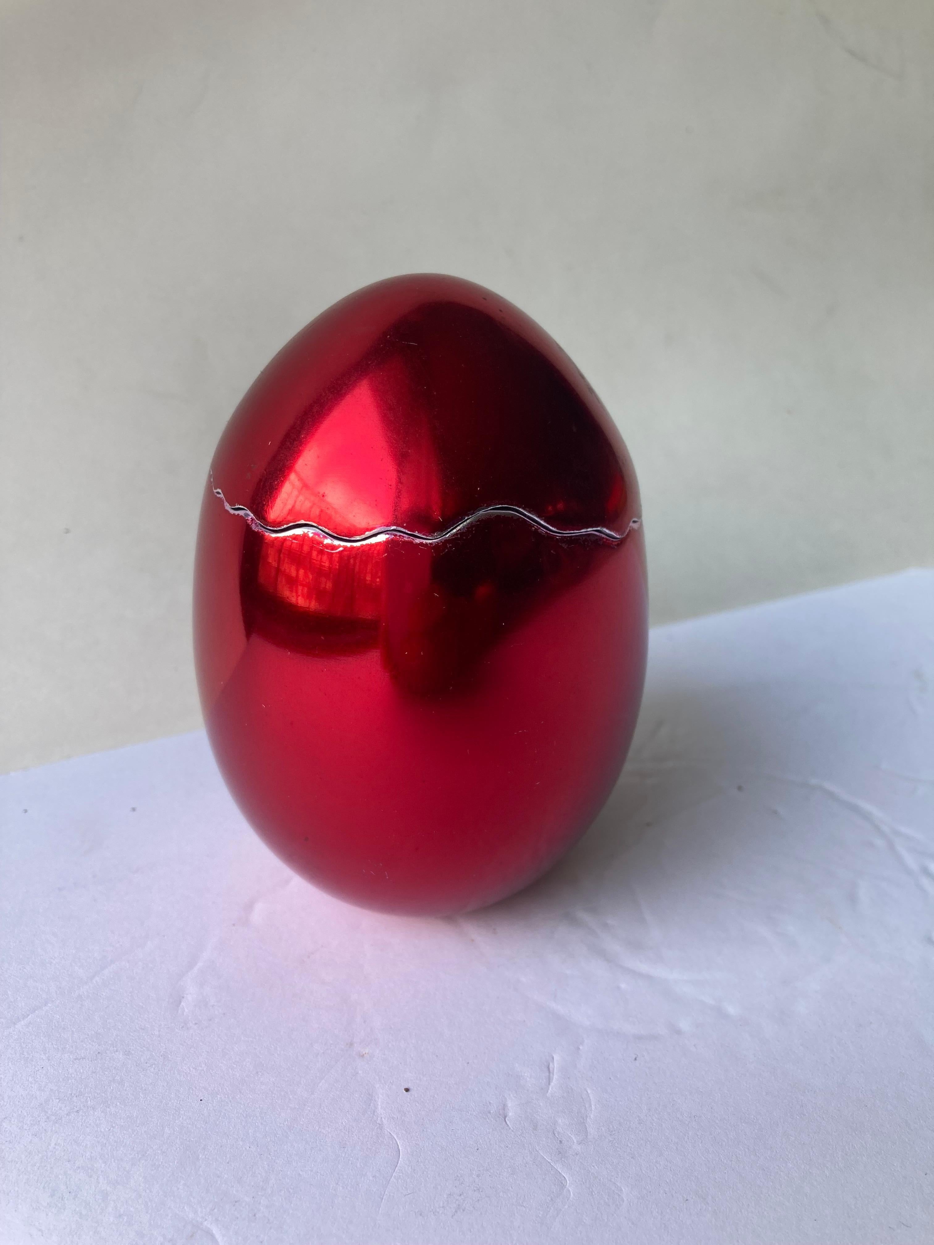 Moulage Jeff Koons « Cracked Egg Red » aluminium/sculpture/boîte, avec certificat de naissance jaune en vente