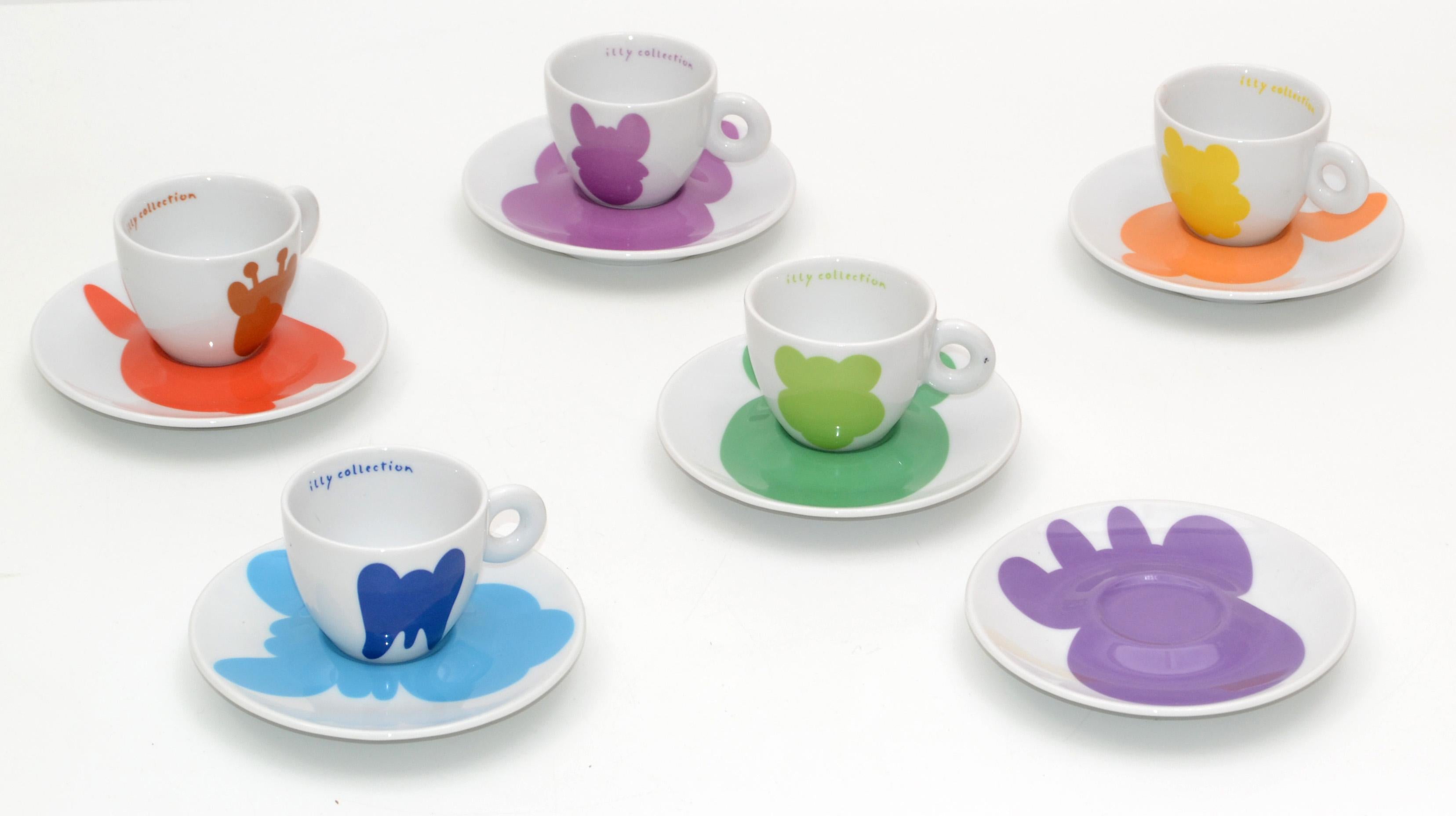 Jeff Koons Illy Collection Pop Art Espresso Set of 5 Porcelain by Rosenthal 2001 For Sale 5