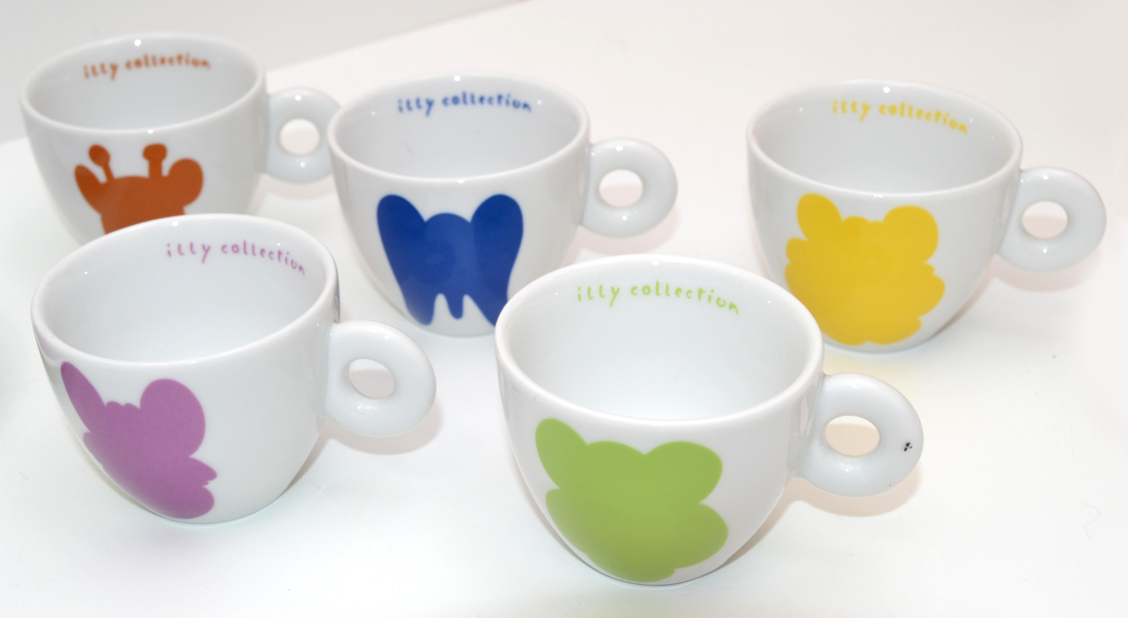 German Jeff Koons Illy Collection Pop Art Espresso Set of 5 Porcelain by Rosenthal 2001 For Sale