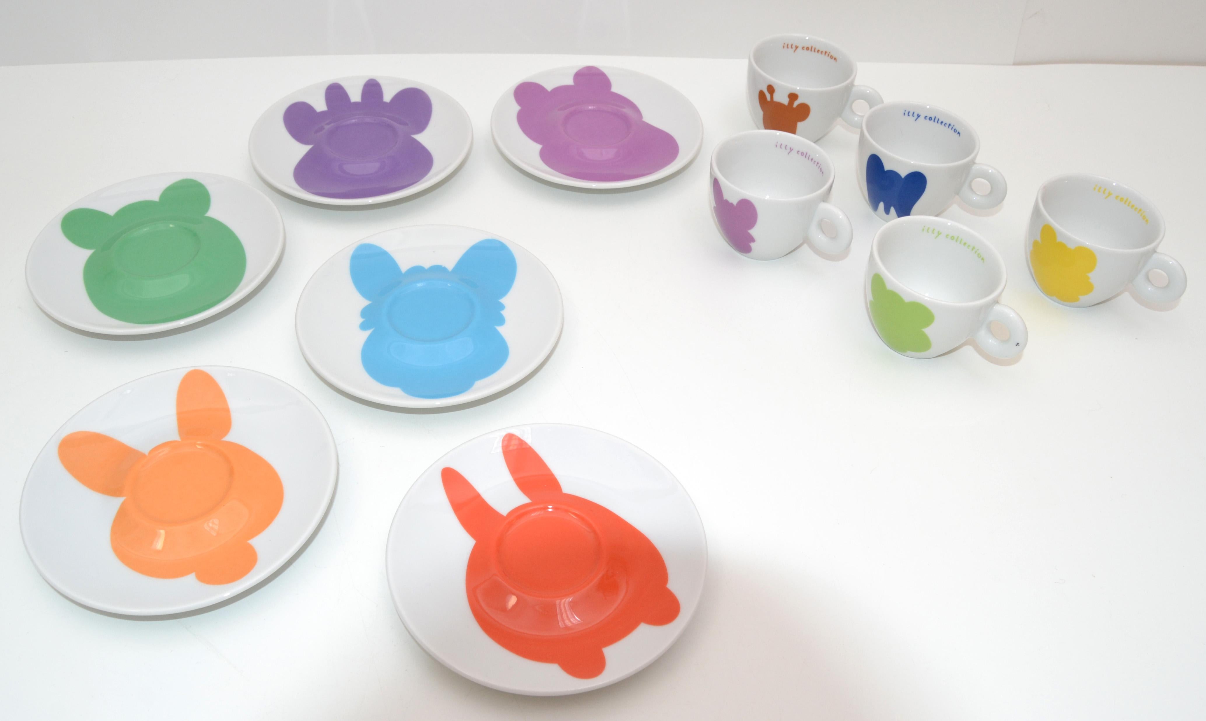 XXIe siècle et contemporain Ensemble de 5 tasses à expresso en porcelaine de la collection Pop Art de Jeff Koons pour Rosenthal 2001 en vente