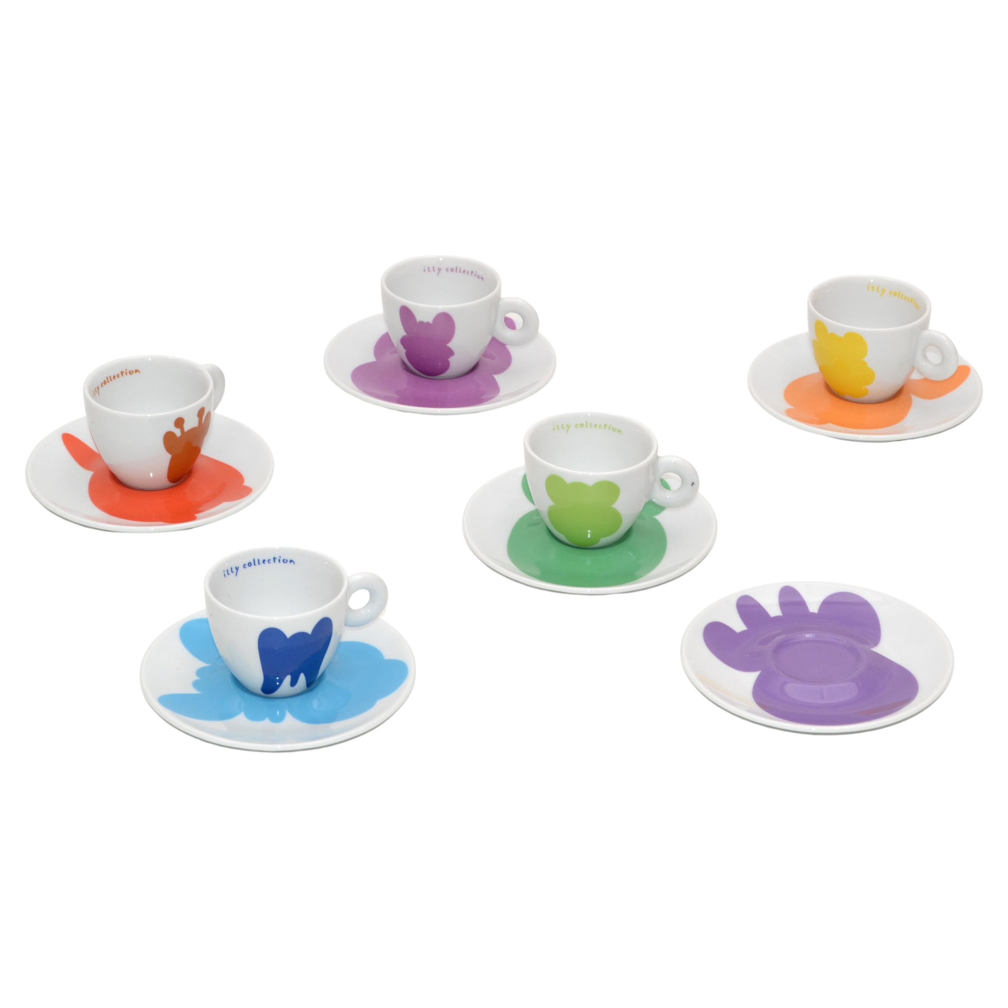 Ensemble de 5 tasses à expresso en porcelaine de la collection Pop Art de Jeff Koons pour Rosenthal 2001 en vente