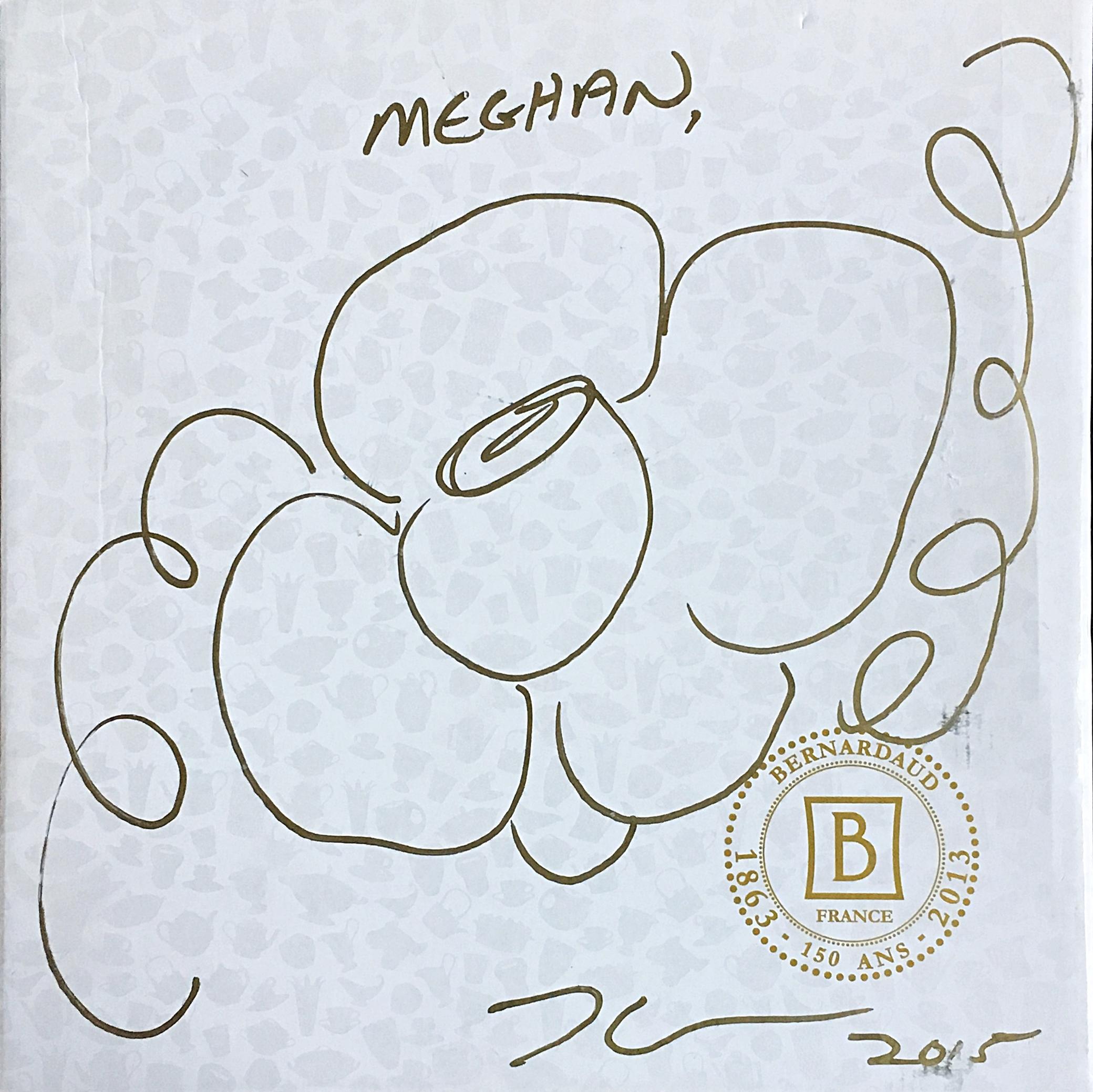 Jeff Koons Original Signed & Inscribed Flower Drawing and Limited Edition Plate  For Sale 1