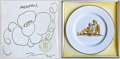 Jeff Koons Original Signed & Inscribed Flower Drawing and Limited Edition Plate
