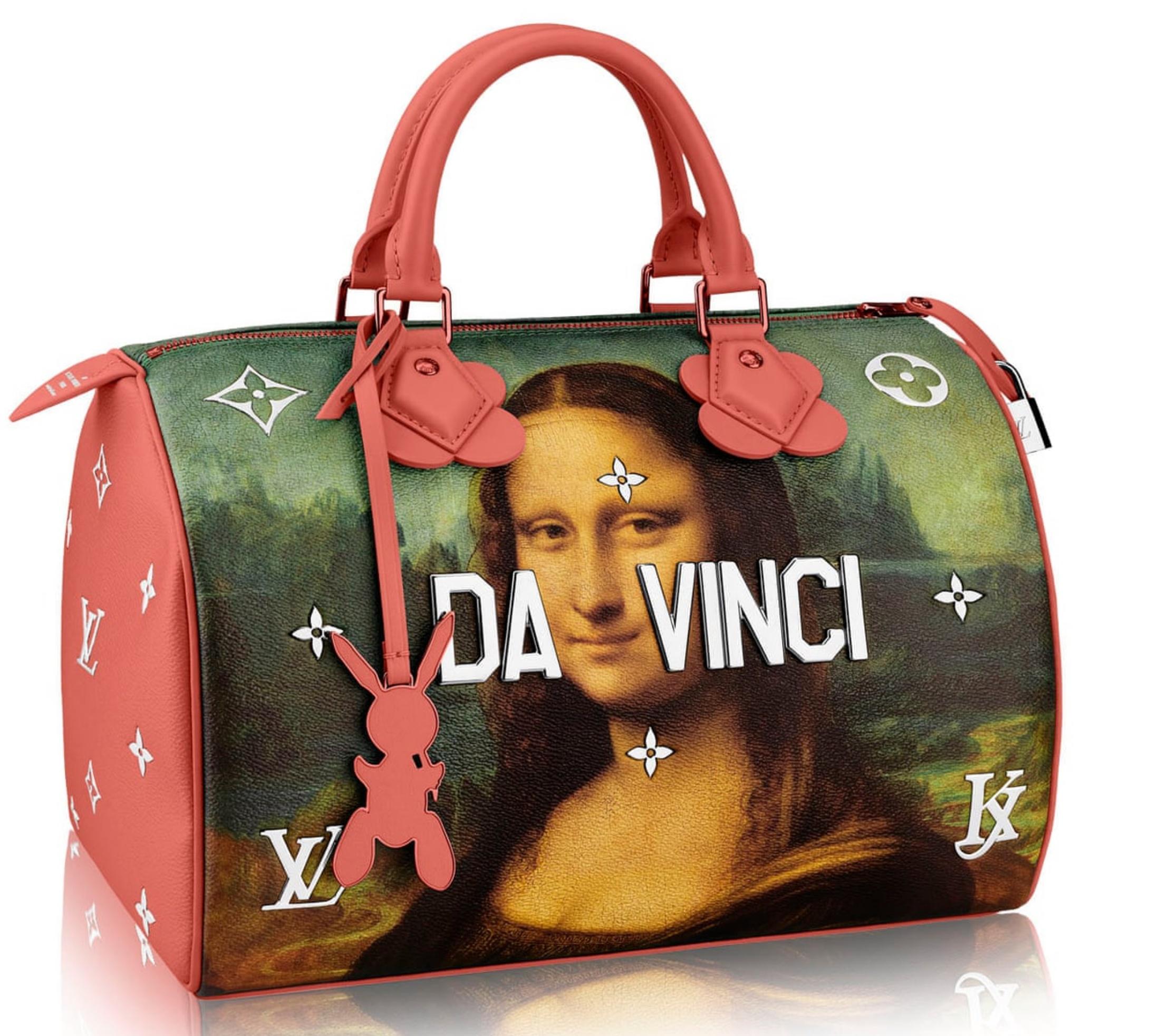 Sac Louis Vuitton Da Vinci (signé et daté par Jeff Koons) en vente 1