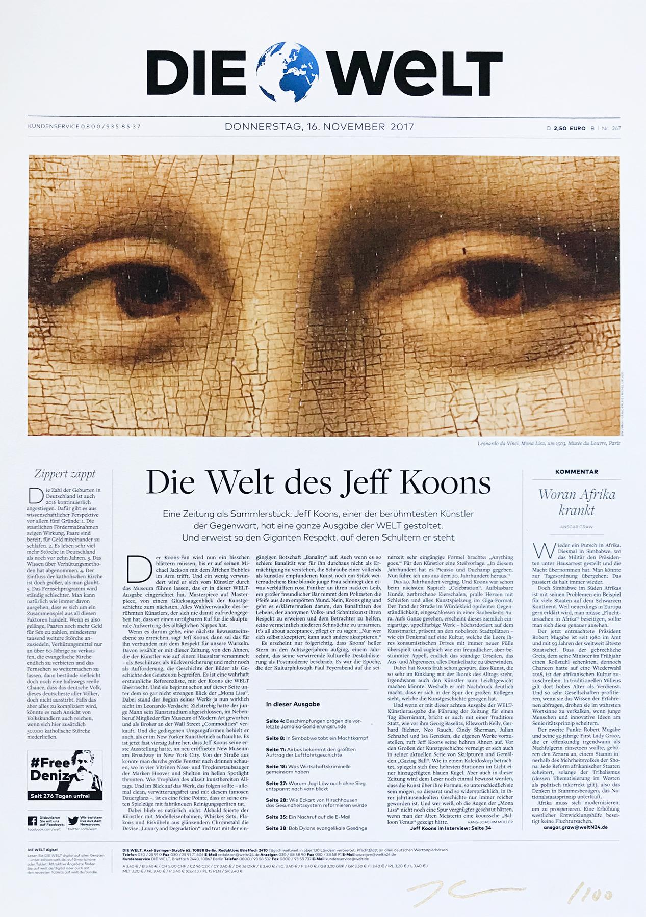 Jeff Koons Print - Die Welt (Mona Lisa), Collector's Edition, Contemporary Art, Pop Art