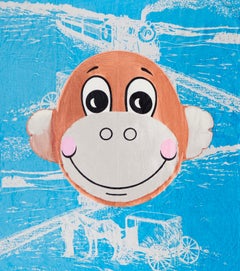 Jeff Koons Monkey Train beach towel (Jeff Koons Monkey Train blue)