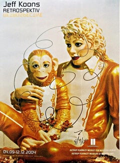 Original (unique) Drawing on Poster of Michael Jackson and Bubbles (Hand Signed)