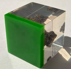 Jeff Koons resin paperweight/sculpture for Guggenheim Bilbao "Flower Puppy"Cube