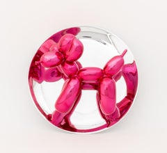 Balloon Dog (Magenta) Sculpture, Chrome Glazed Porcelain, 2015, Signed