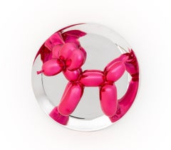 Balloon Dog (Magenta) Sculpture, Chrome Glazed Porcelain, 2015, Signed