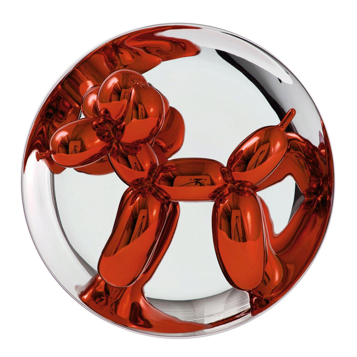 Dog Orange Balloon Modern Art décoration Animal Statue métallique finition 