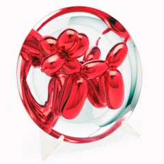 Chien ballon (rouge), sculpture en porcelaine