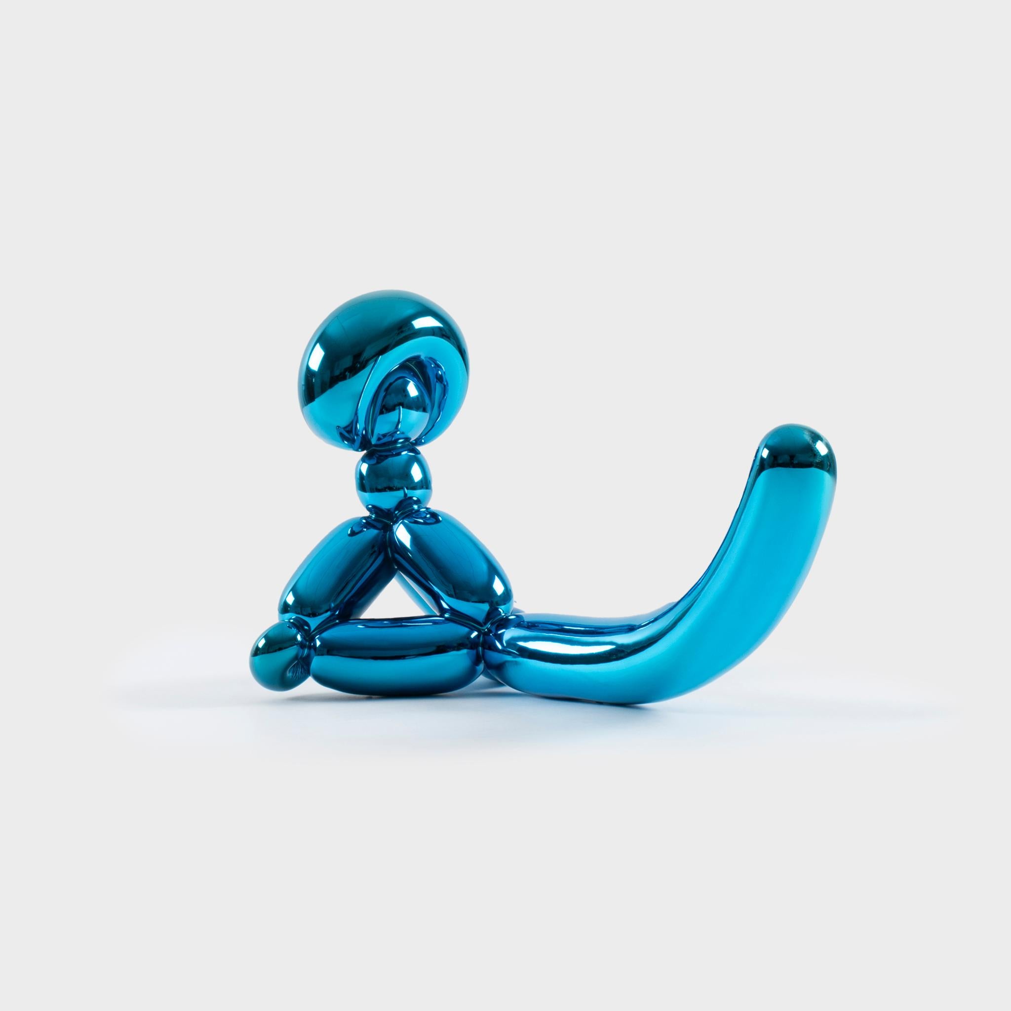 Balloon Monkey (Blue) - Gray Figurative Sculpture by Jeff Koons