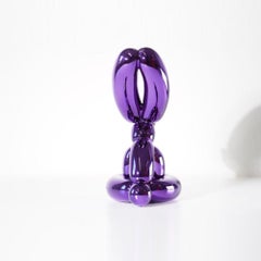 Purple Balloon Rabbit Sculpture, Limoges Porcelain, Signed, 2017