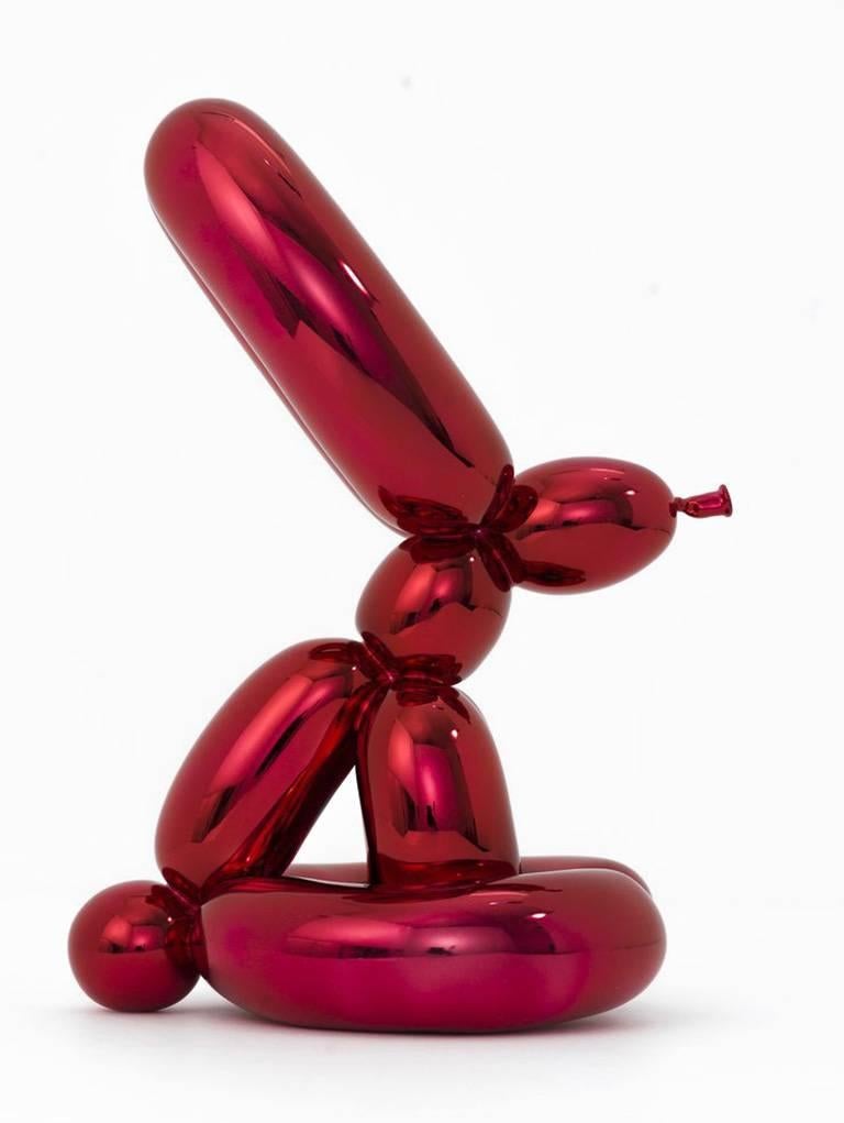 BALLON LAPIN (ROUGE) - Gris Figurative Sculpture par Jeff Koons
