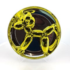 Jeff Koons- Balloon Dog (Yellow)- Gold Plate- Sculpture with Stand