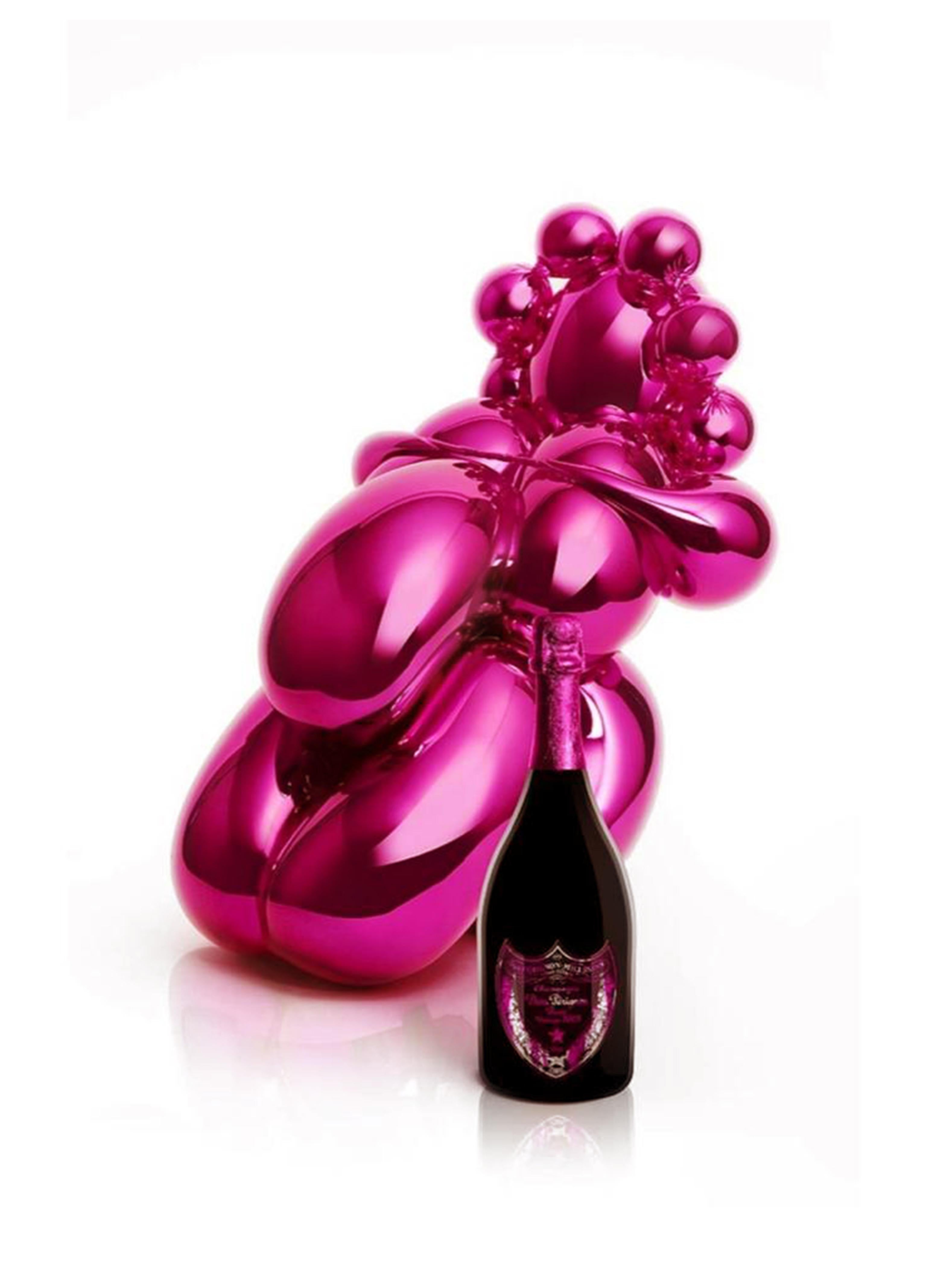 The 'Balloon Venus' by Jeff Koons is a hand polished polyurethane resin sculpture, created in 2013. The piece is impressed with the artist's name and title "Dom Pérignon BALLOON VENUS by Jeff Koons" on the suede interior lining, the Balloon Venus