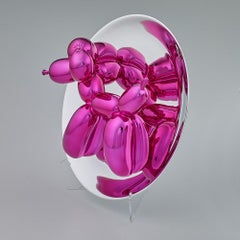 Magenta Balloon Dog Iconic Sculpture by Jeff Koons, Porcelain, Contemporary Art