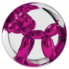 Vintage Magenta Balloon Dog Iconic Sculpture by Jeff Koons, Porcelain, Contemporary Art