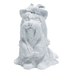Yorkshire-Terrier-Hundeskulptur aus weißer Keramik im Midcentury-Modern-Stil à la Jeff Koons
