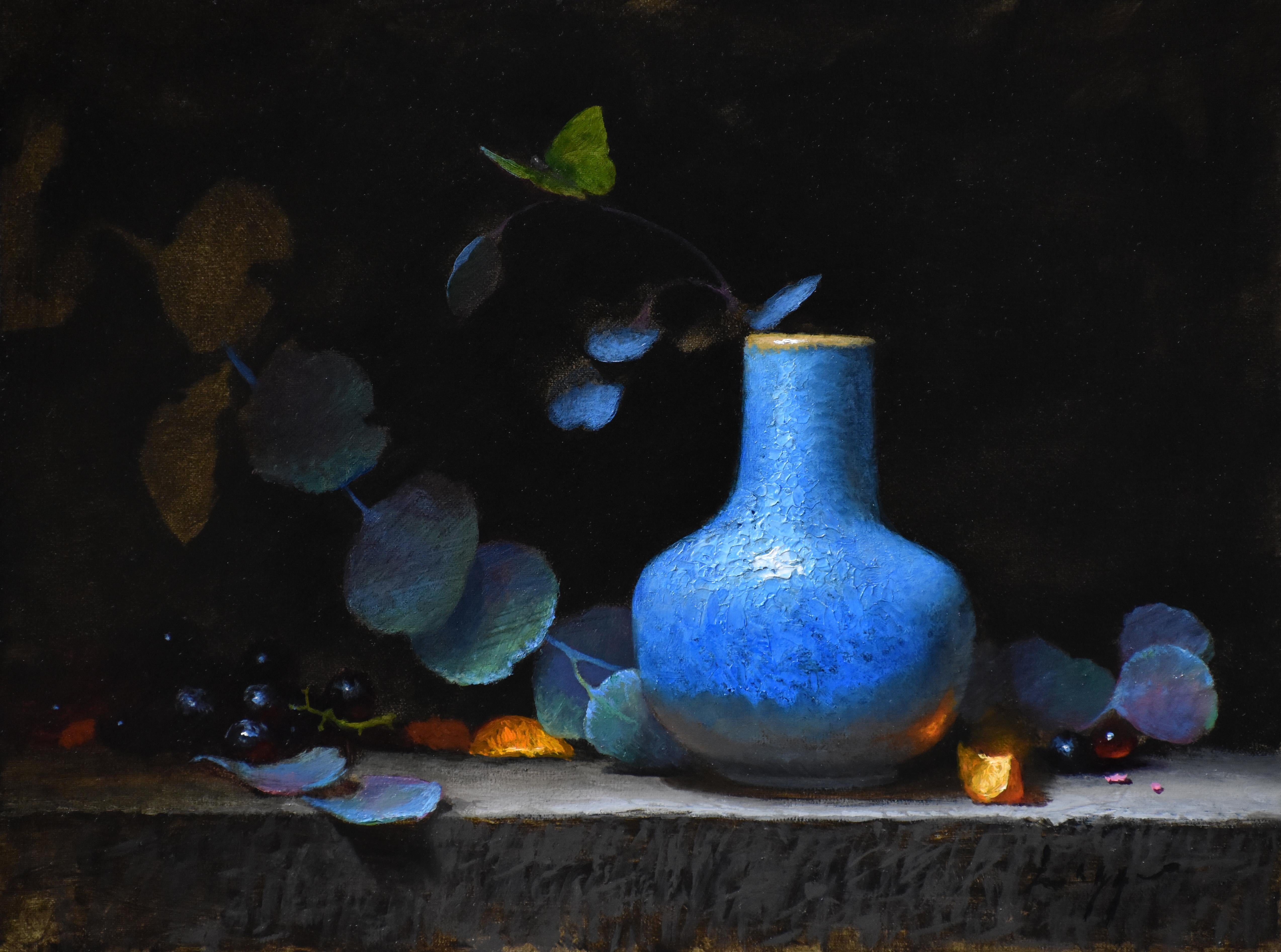 Jeff Legg Still-Life Painting - "Moody Blues", Oil Painting