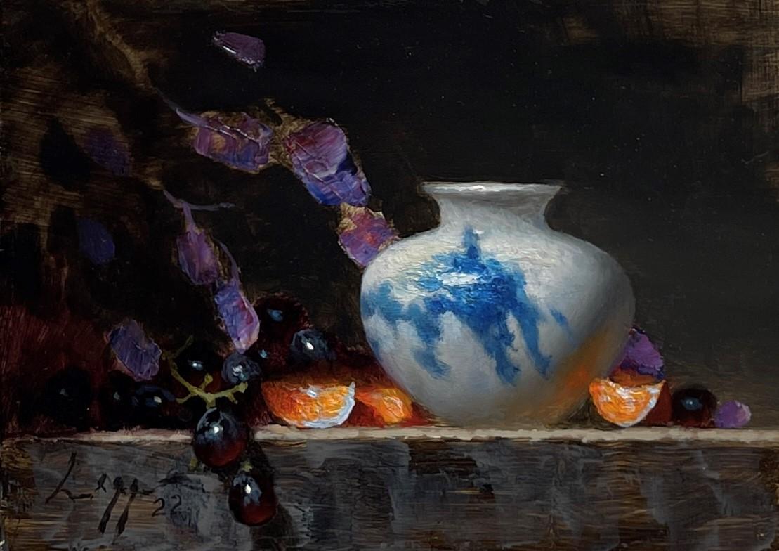 Jeff Legg Still-Life Painting - "Purple Leaves", Oil Painting