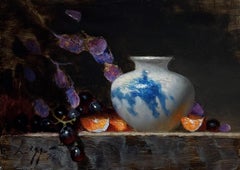 « Violettes feuilles », peinture à l'huile