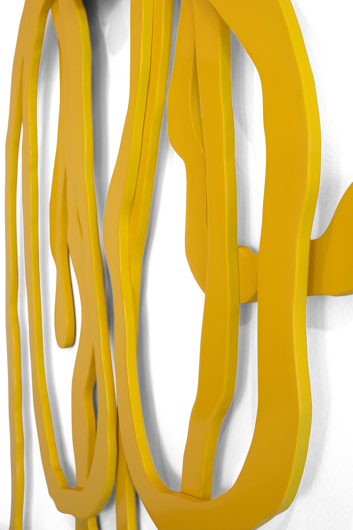 Mid-Century Modern Jeff Low 'Yellow Knot' Modern Wall Sculpture