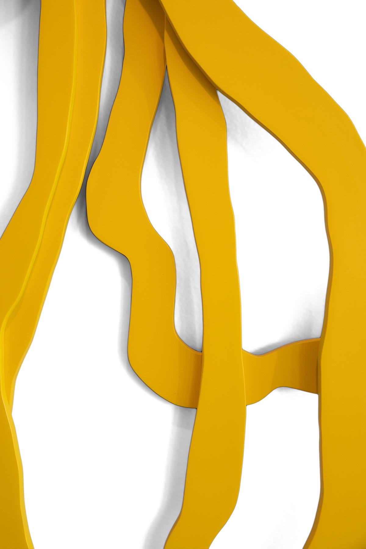 North American Jeff Low 'Yellow Knot' Modern Wall Sculpture