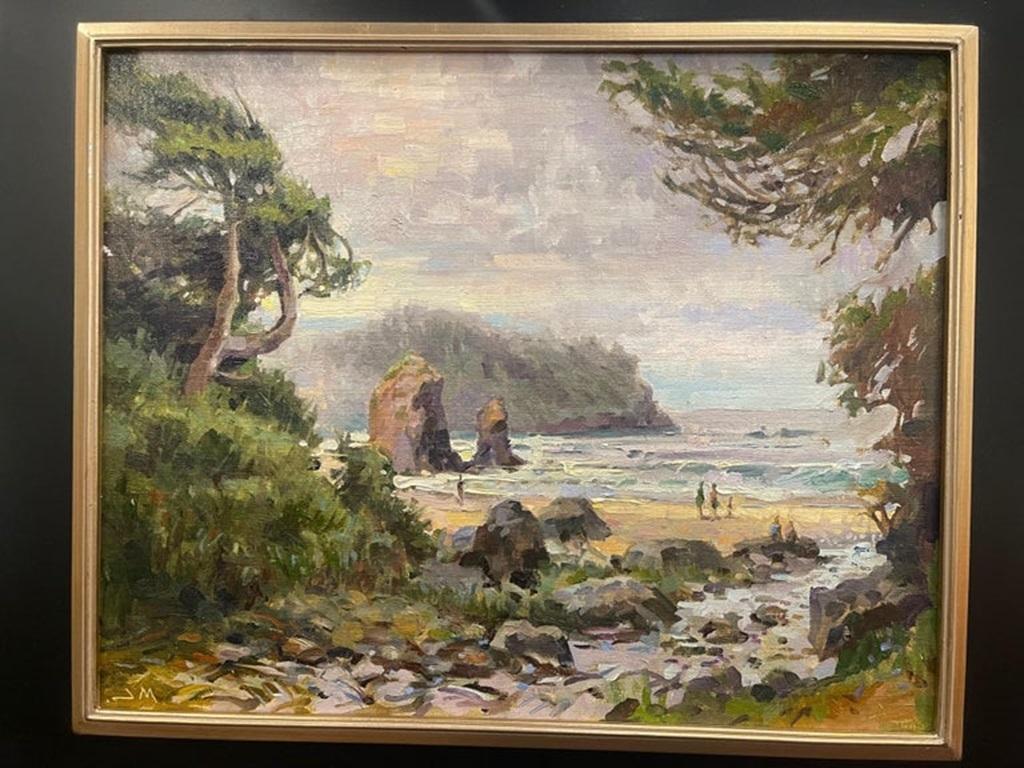 Gerahmtes Ölgemälde auf Leinwand „Trinidad Bay - Eureka“, Strandszene, Jeff Markowsky, gerahmt im Angebot 2