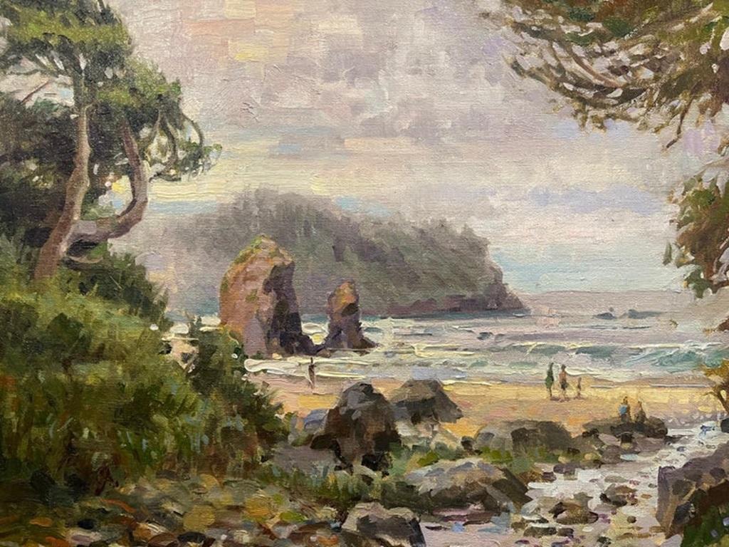 Gerahmtes Ölgemälde auf Leinwand „Trinidad Bay - Eureka“, Strandszene, Jeff Markowsky, gerahmt im Angebot 3