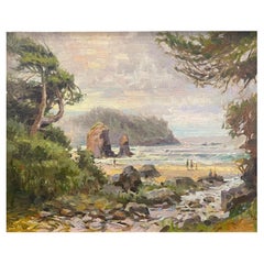 Olio su tela incorniciato "Trinidad Bay - Eureka" - Scena di spiaggia, Jeff Markowsky
