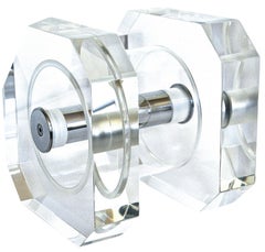 Two Rare Lucite & Steel Modern Geometric Sculptures by Jeff Messerschmidt 1972