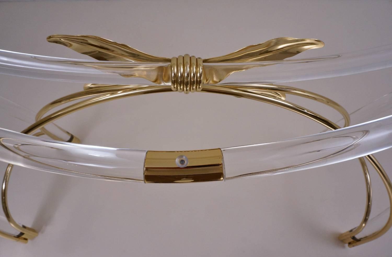 Jeff Messerschmidt Console Table, Lucite, Gold-Plated Gilt and Glass, 1970s, USA For Sale 2