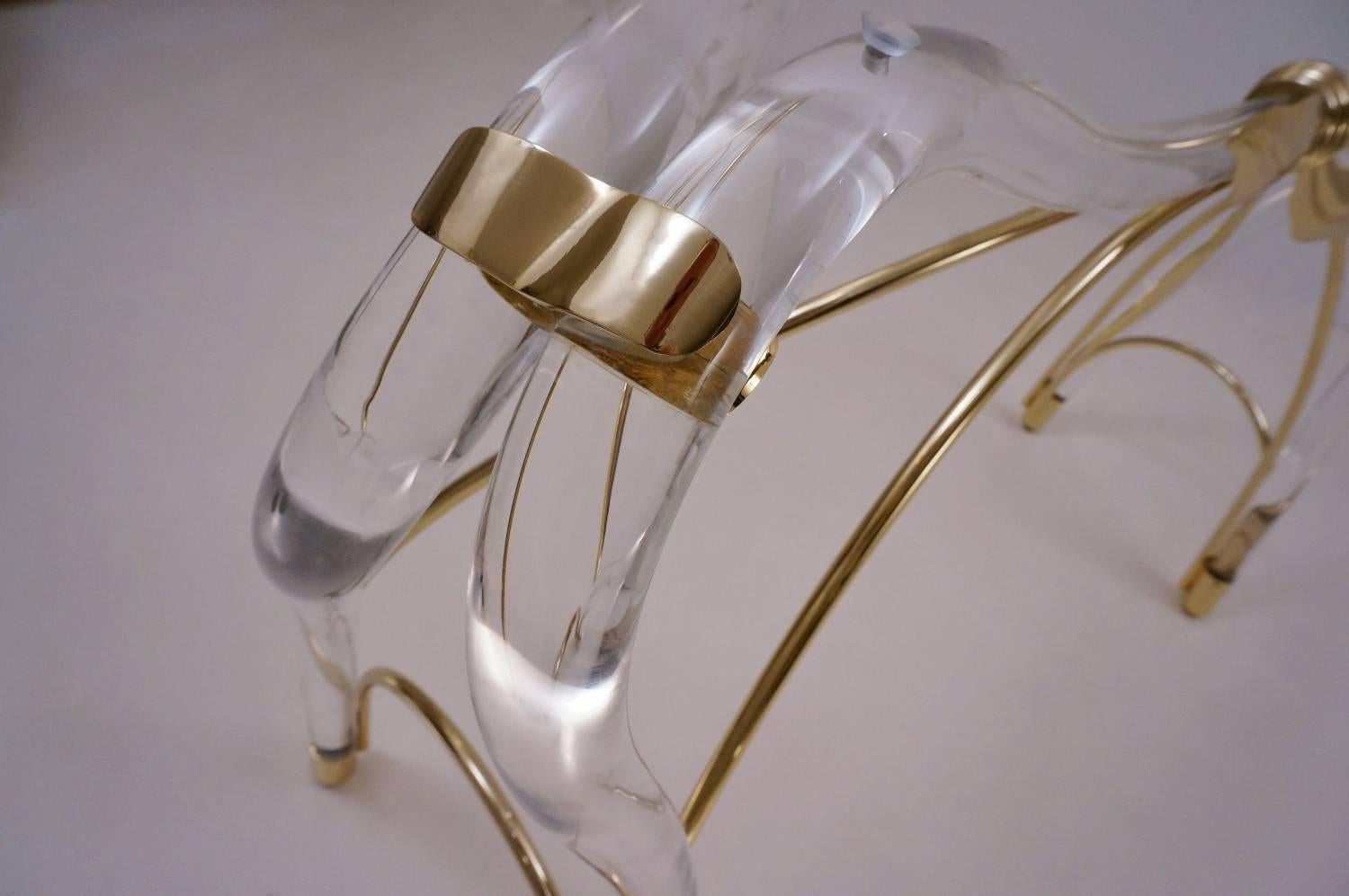 Jeff Messerschmidt Console Table, Lucite, Gold-Plated Gilt and Glass, 1970s, USA For Sale 4
