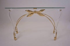Jeff Messerschmidt Console Table, Lucite, Gold-Plated Gilt and Glass, 1970s, USA