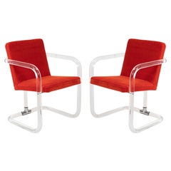 Jeff Messerschmidt Lucite and Mohair Chairs