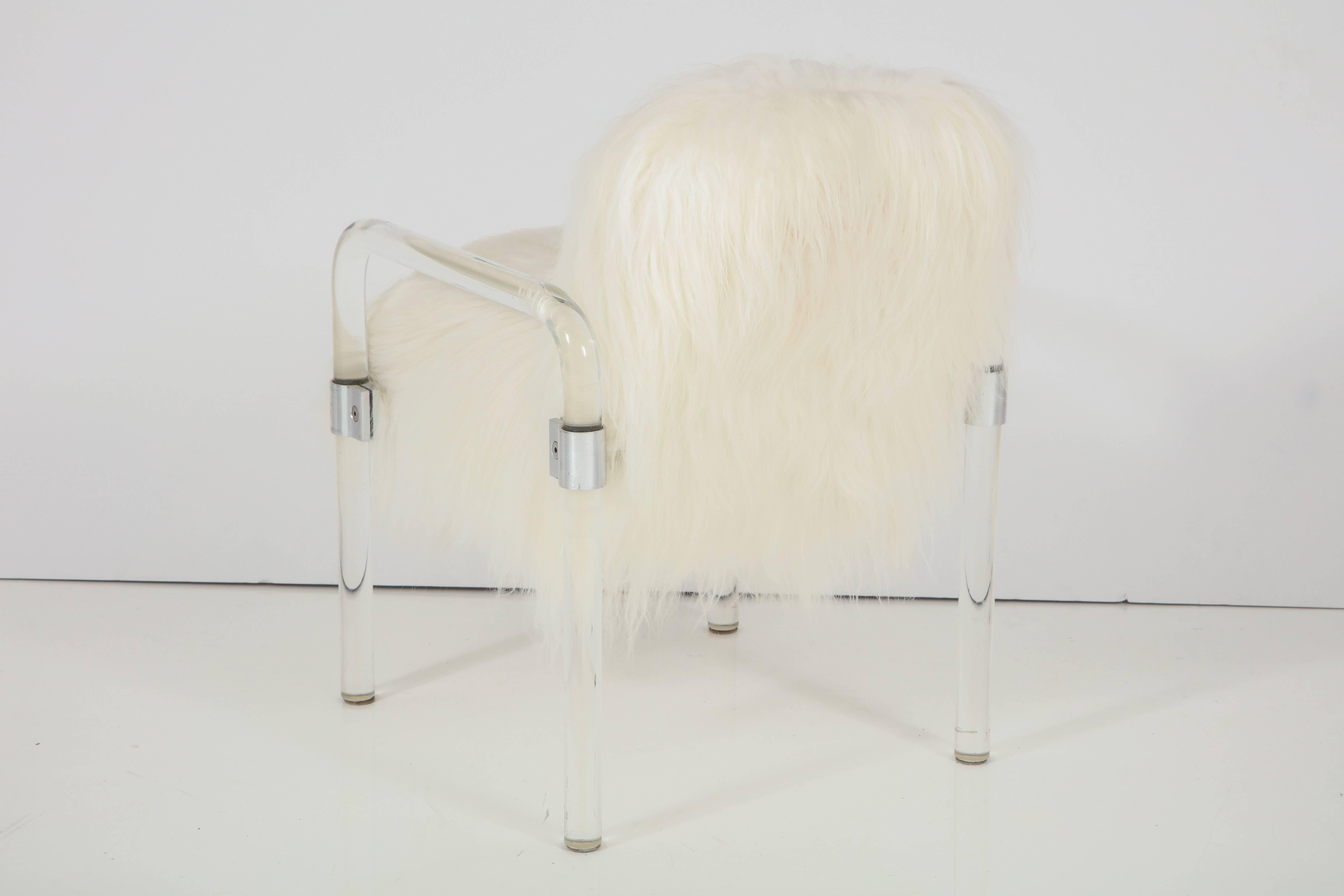 Modern Jeff Messerschmidt Lucite, Arctic Sheepskin Armchair