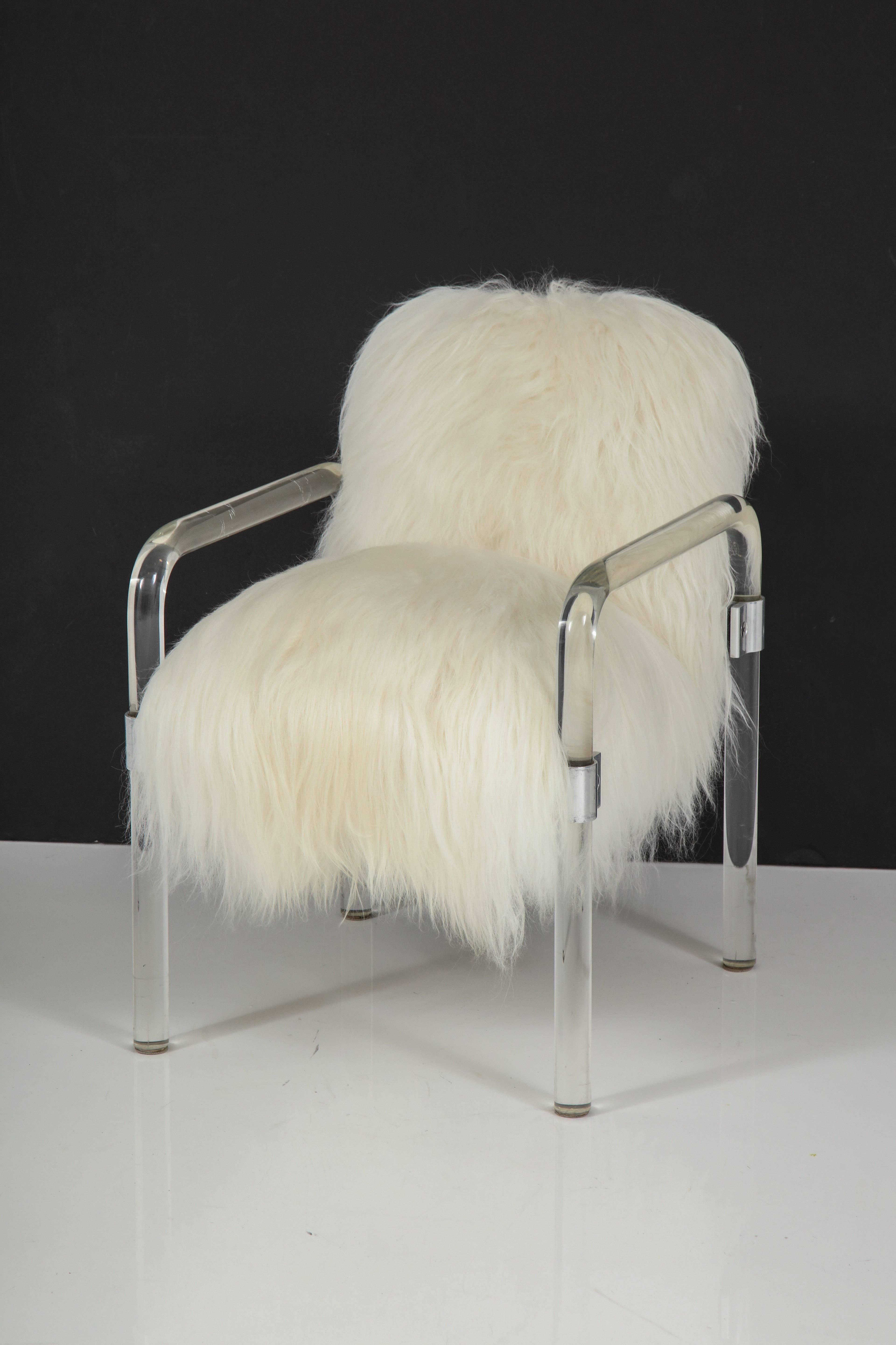 Jeff Messerschmidt Lucite, Arctic Sheepskin Armchair 1