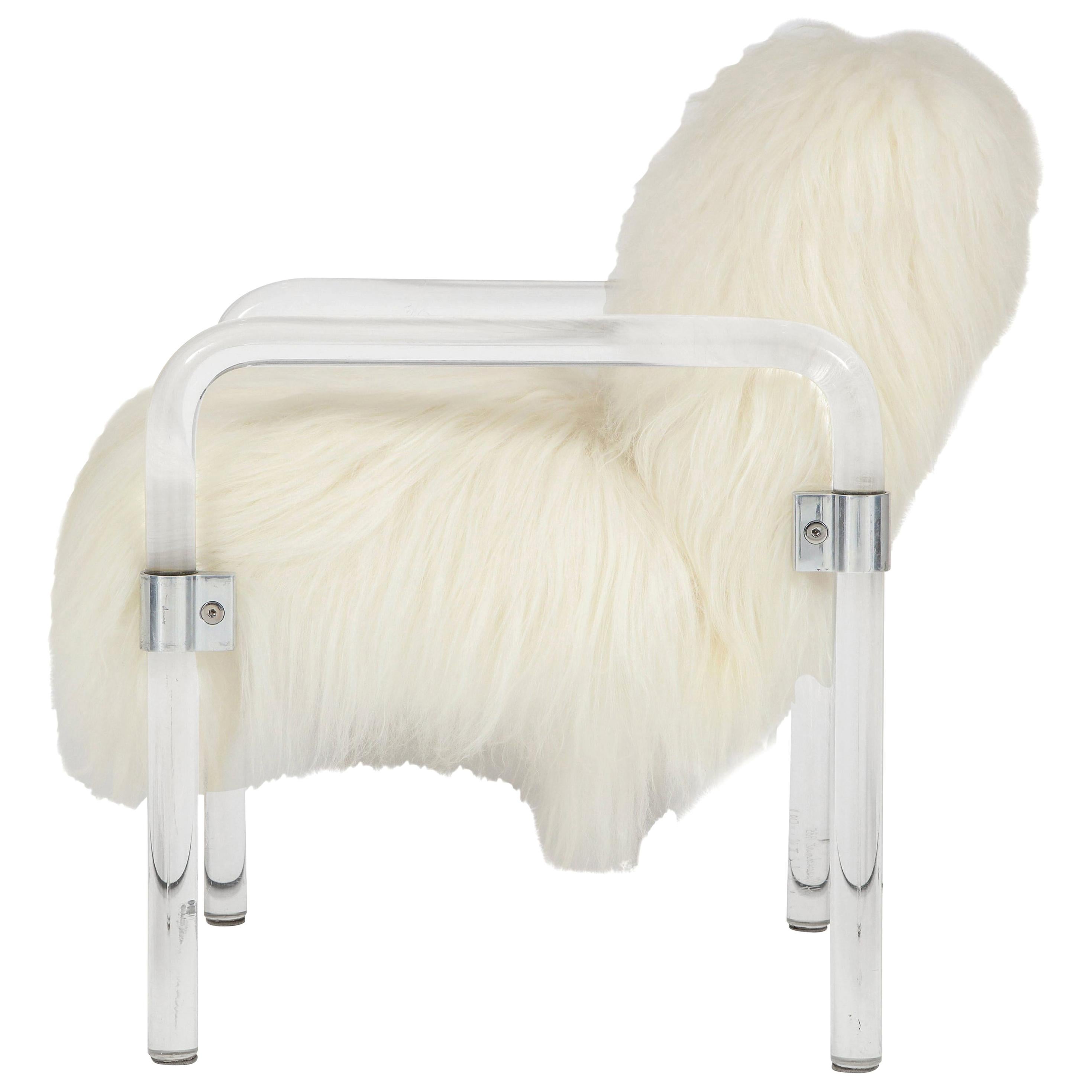 Jeff Messerschmidt Lucite, Arctic Sheepskin Armchair