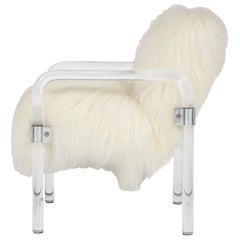 Fauteuil Jeff Messerschmidt en Lucite en peau de mouton arctique