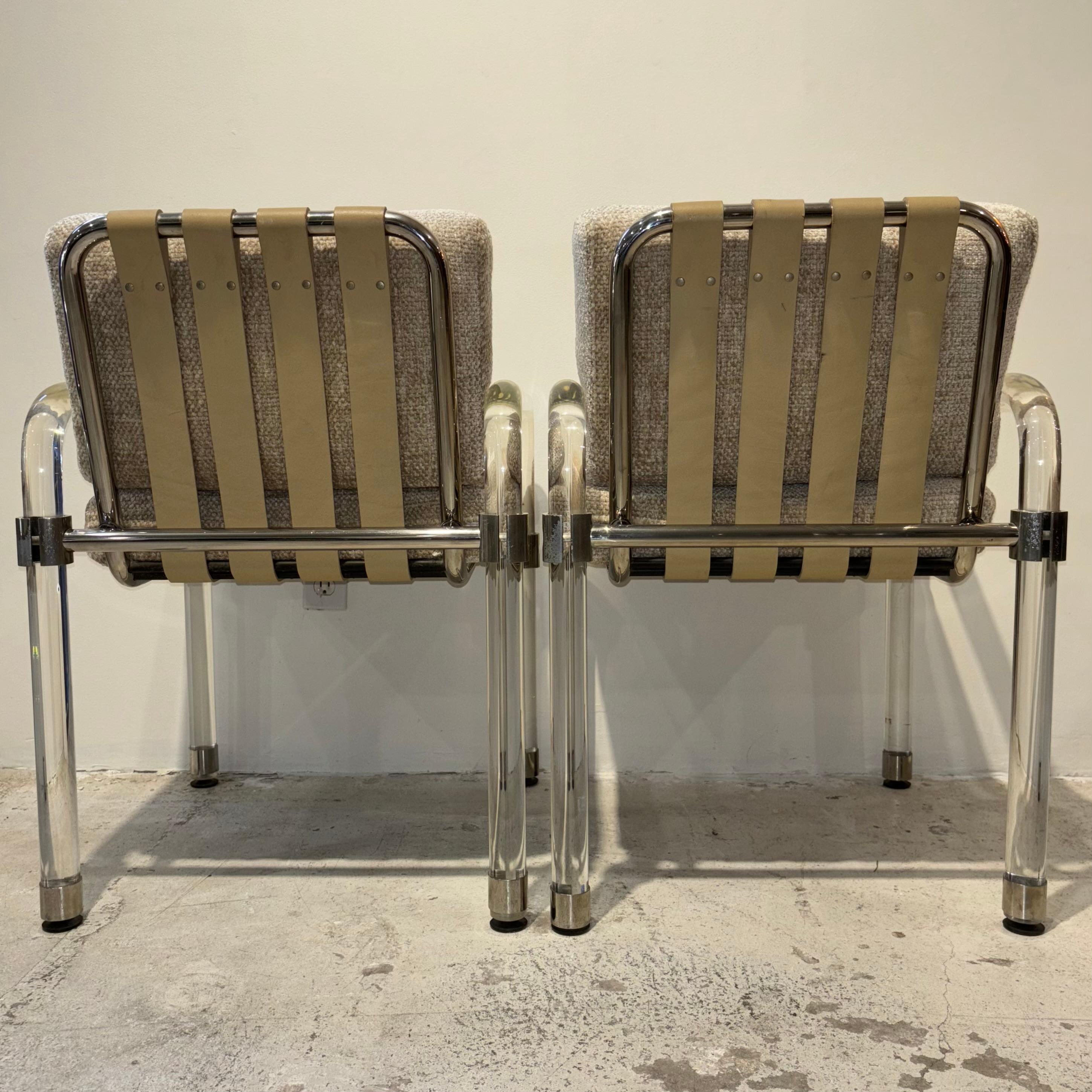 Post-Modern Jeff Messerschmidt Lucite & Leather Chairs For Sale